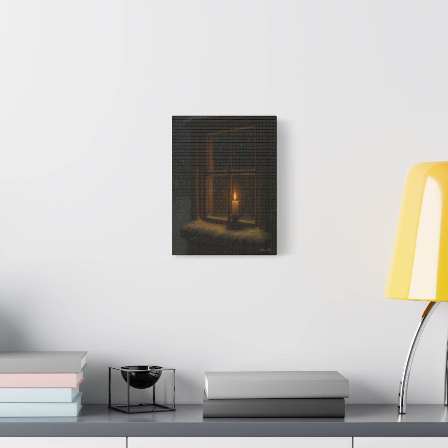 Light in the Darkness Candlelit Winter Scene Canvas Print Christmas, Holiday