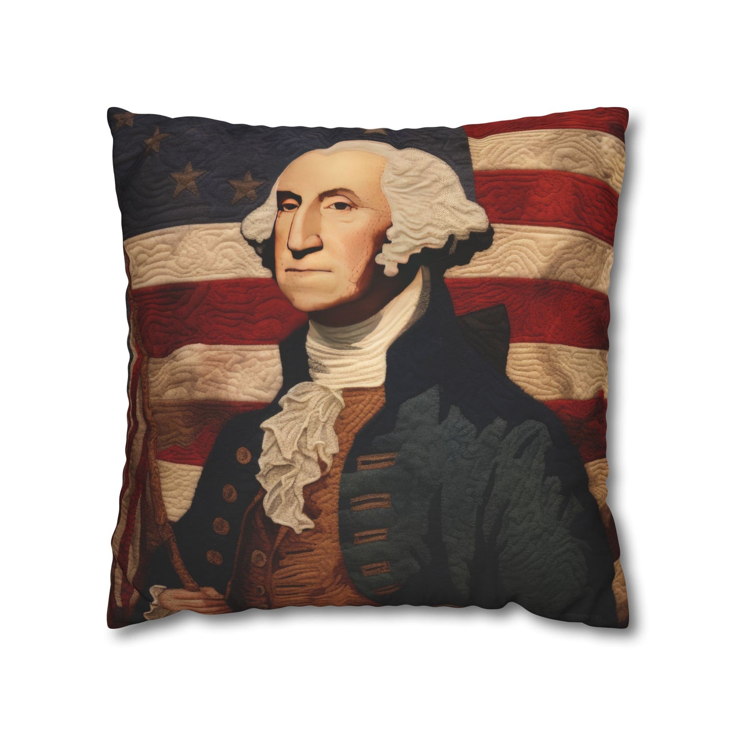 Faux Quilted George Washington Square Poly Canvas Pillowcase