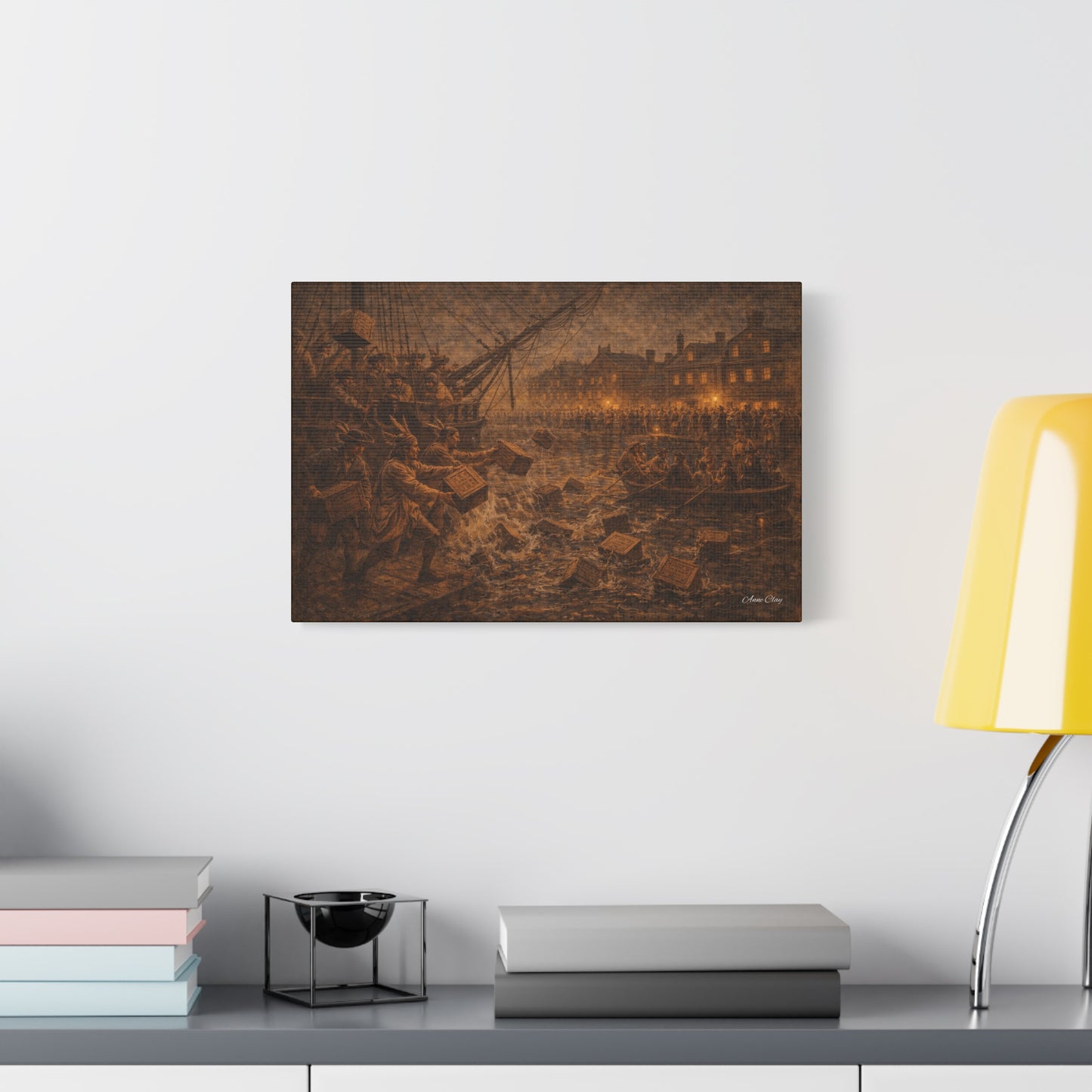 Historic Maritime Canvas Print — Vintage Ship Crew & Harbor Night Scene