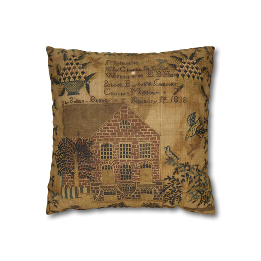 Gritty Prim Sampler Faux Suede Square Pillowcase