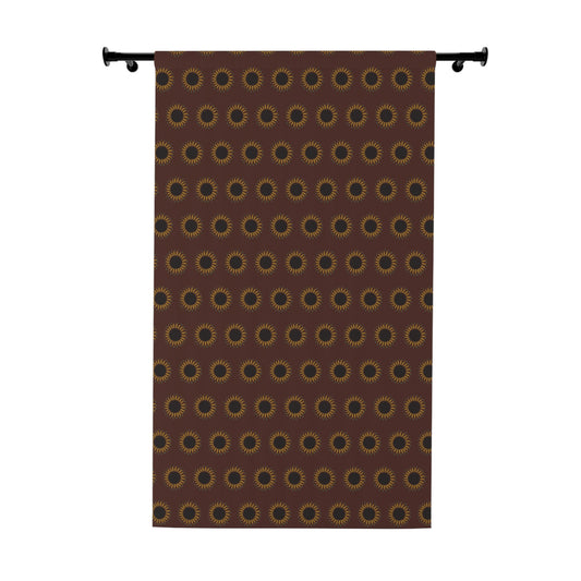 Medium Early American Sunflower on Red Window Curtains (1 Piece)