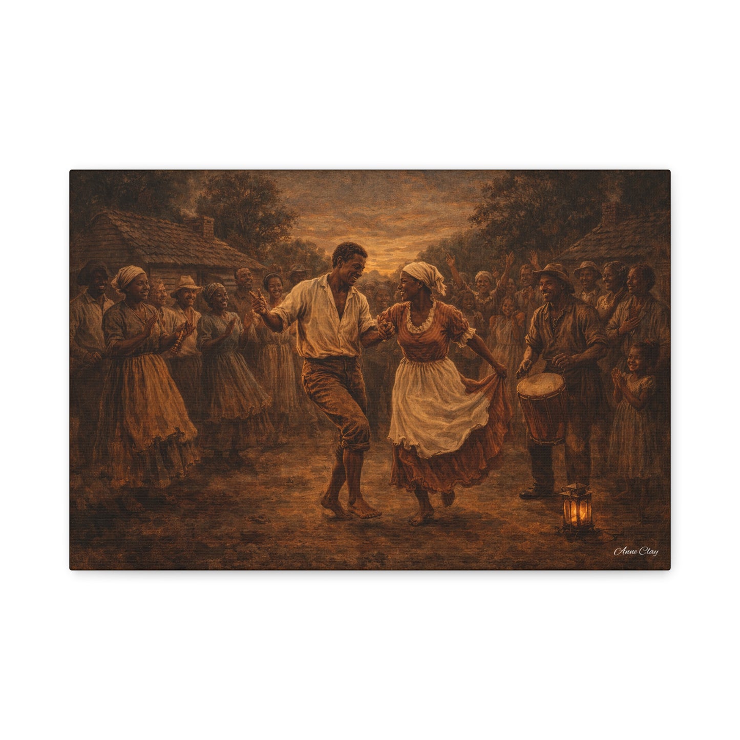 Matte Stretched Canvas Print - Vintage Folk Dance Scene (1.25" Depth)