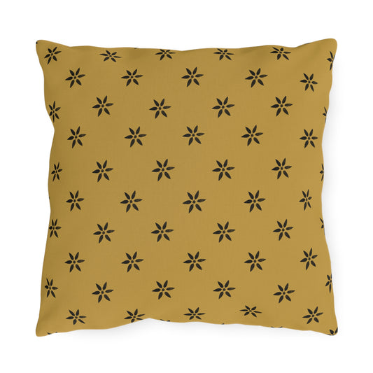 Black Stencil on Gold Outdoor Pillows