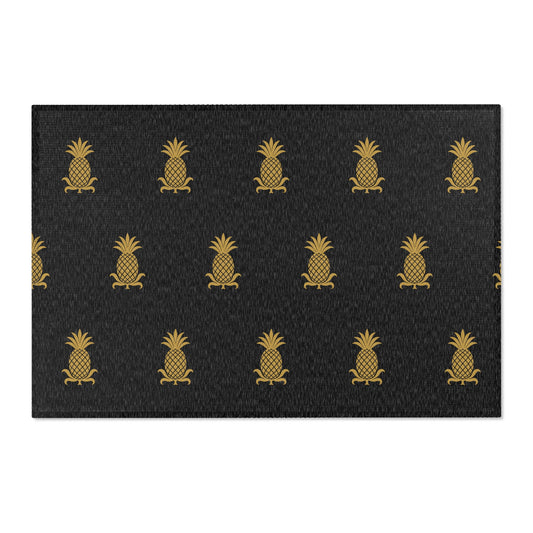 Golden Pineapple Area Rug - Tropical Home Decor, Boho Chic Accent, Living Room Floor Mat, Summer Vibes, Unique Gift Idea