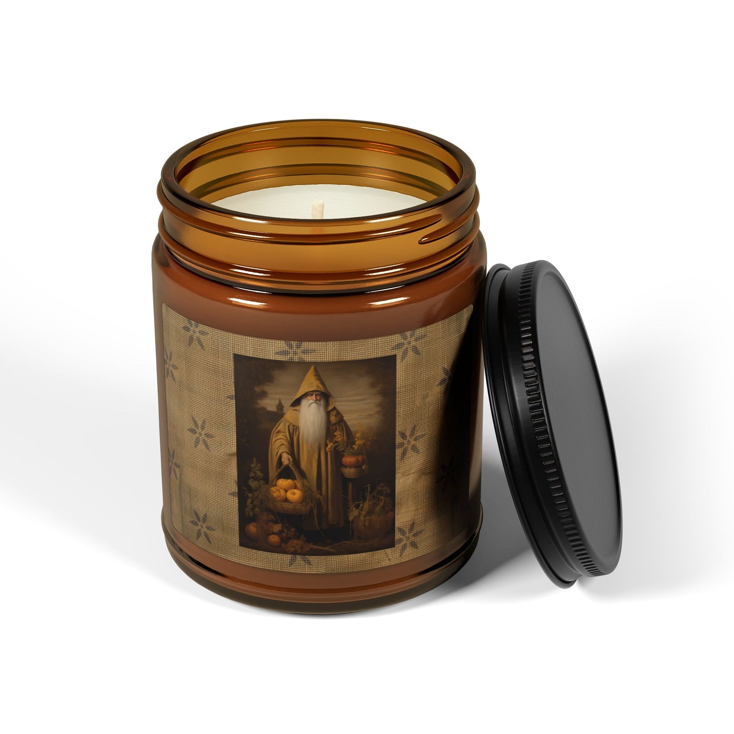 Pumpkin Santa Scented Soy Candle (Multi-Size, Amber Jar)