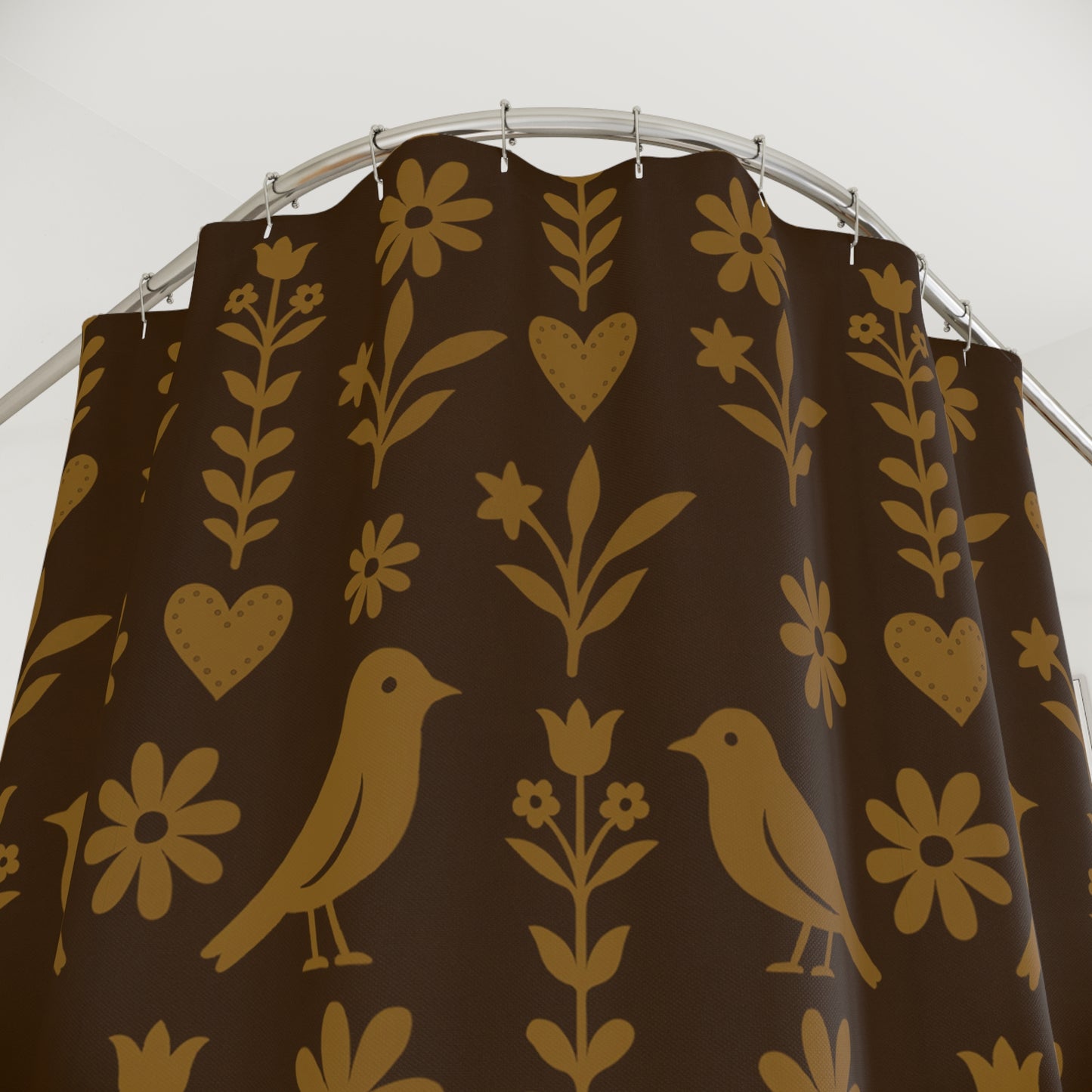 Bohemian Floral Shower Curtain, Nature Inspired Bathroom Decor, Gift for Bird Lovers, Rustic Home Accessories, Boho Chic Style