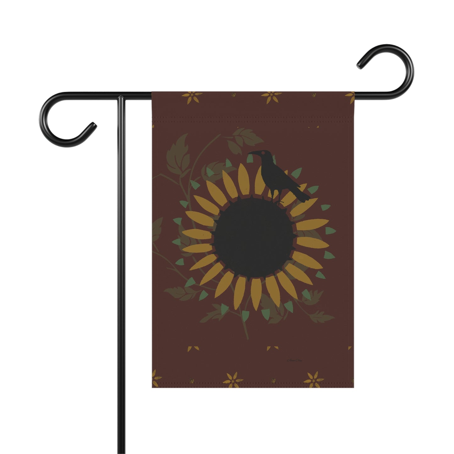 Red Sunflower and Crow Stencil Garden & House Banner