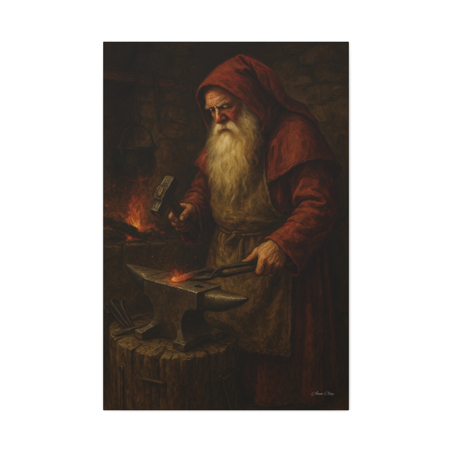 Artistic Canvas Wall Art -  Blacksmith Santa
