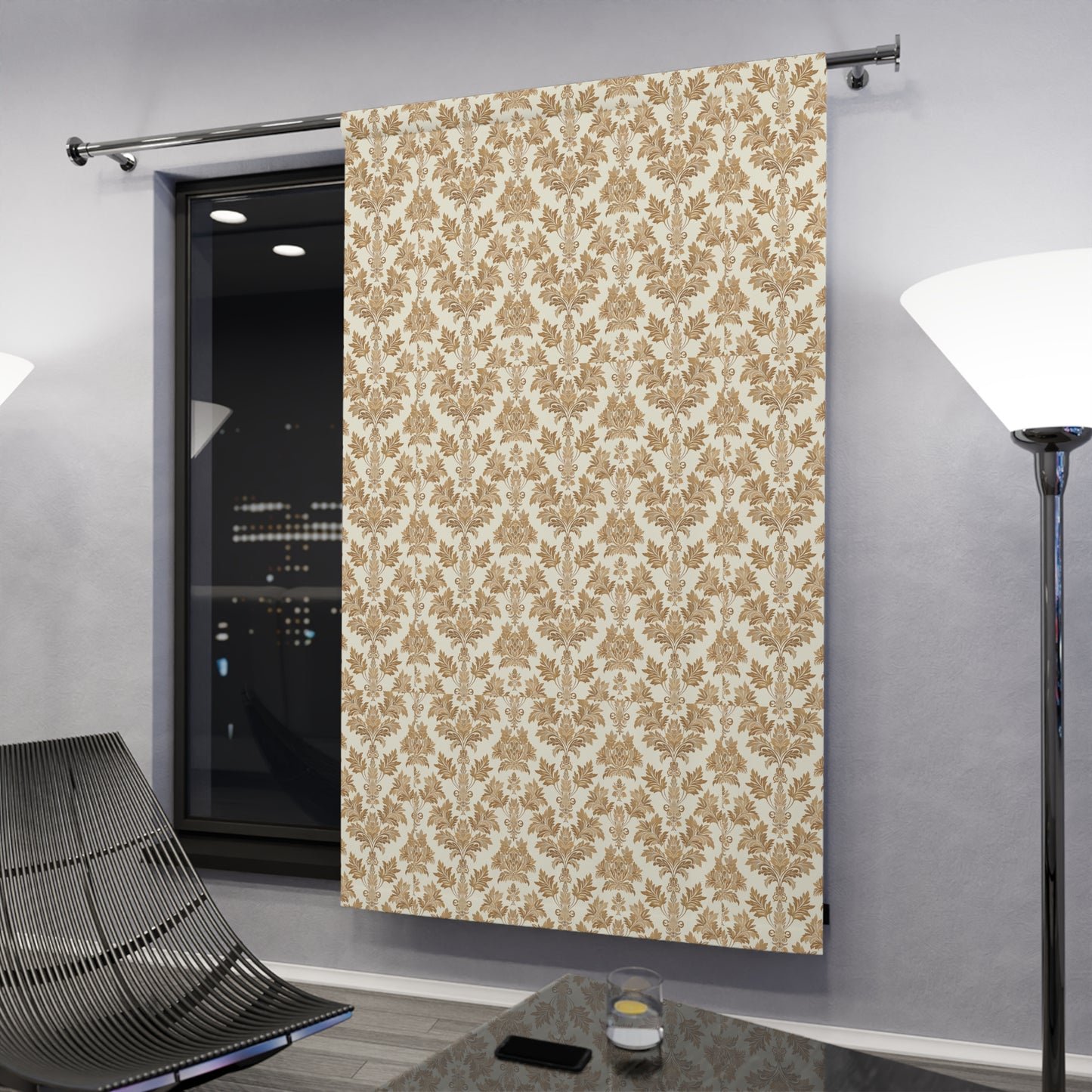 Shades of Gold Damask Window Curtains (1 Piece)