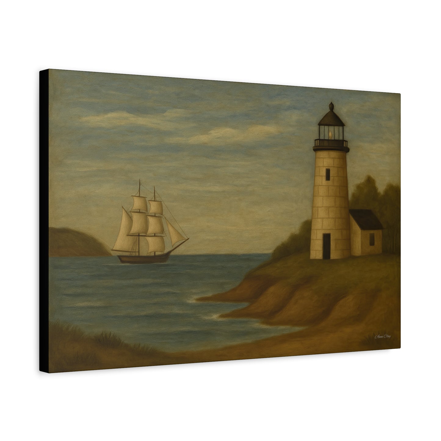 Nautical Canvas Art, Coastal Lighthouse Wall Decor, Home Living Room Decoration, Beach House Gift, Maritime Art Print, Ocean Theme Artwork