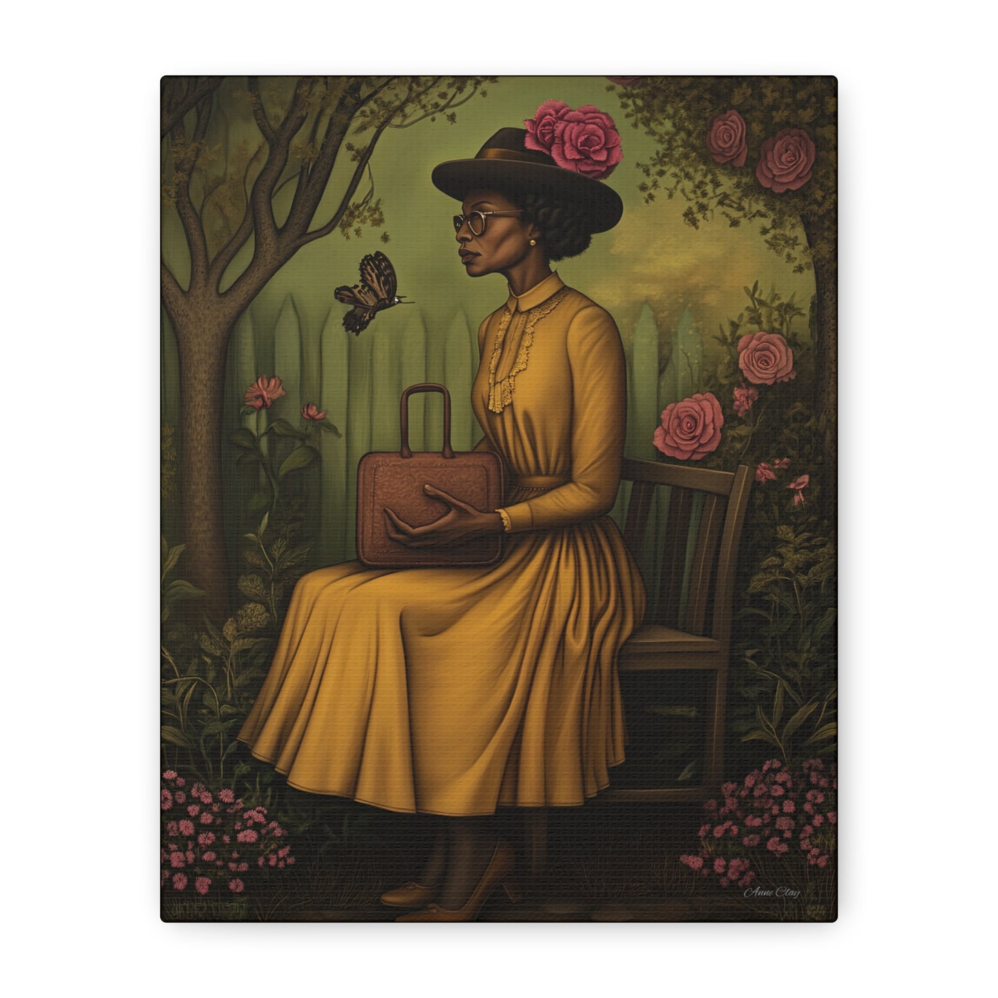 Elegant Canvas Wall Art, Vintage Woman Decor, Home Decoration, Gift for Mother’s Day, Floral Canvas Print, Art for Living Room