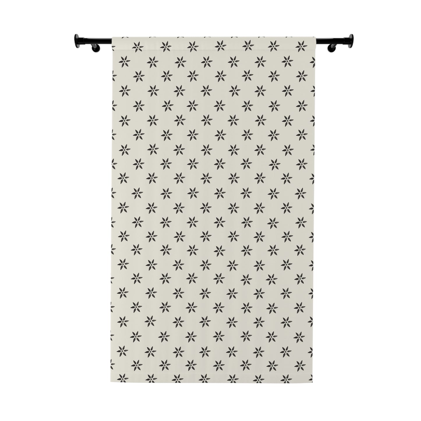 Off White/Cream and Black Stencil Window Curtains (1 Piece)