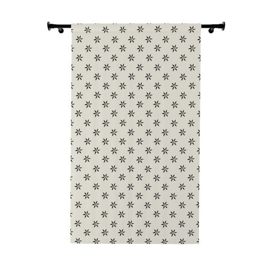Off White/Cream and Black Stencil Window Curtains (1 Piece)