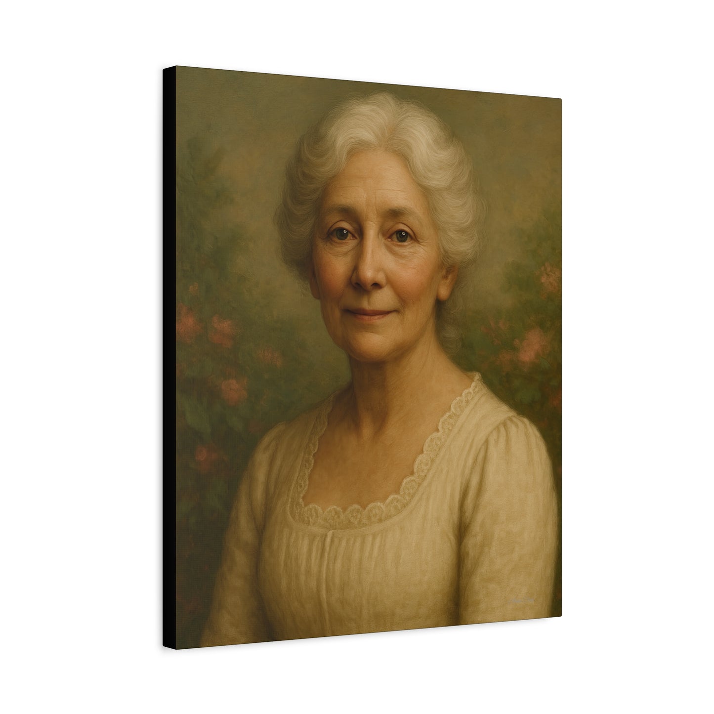 Elegant Stretched Canvas Wall Art, Vintage Portrait, Home Decor, Gift for Grandma, Timeless Elegance, Living Room, Gallery Wall