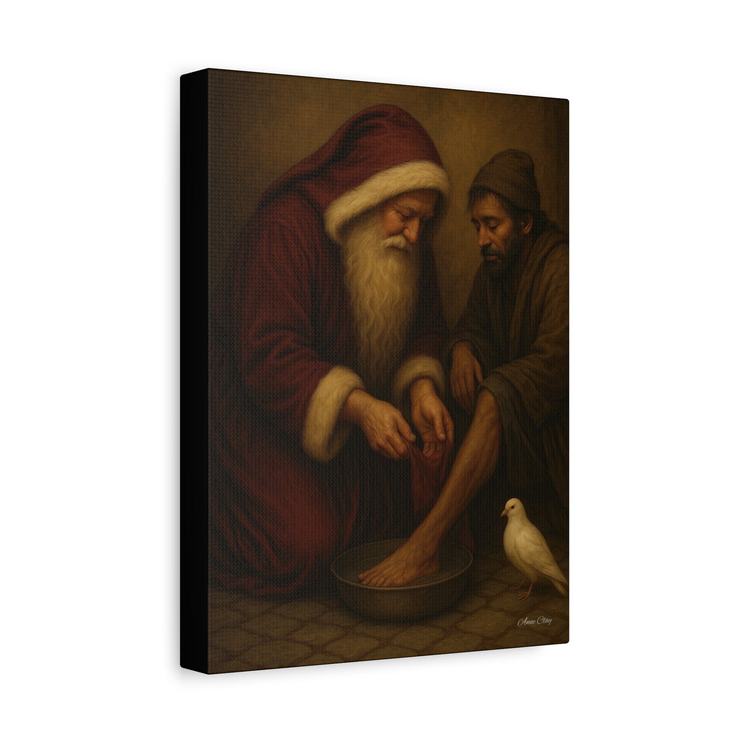 Servant Santa, Christmas, Spirit of Christmas Inspirational Canvas Art: Compassionate Santa & Suffering Figure