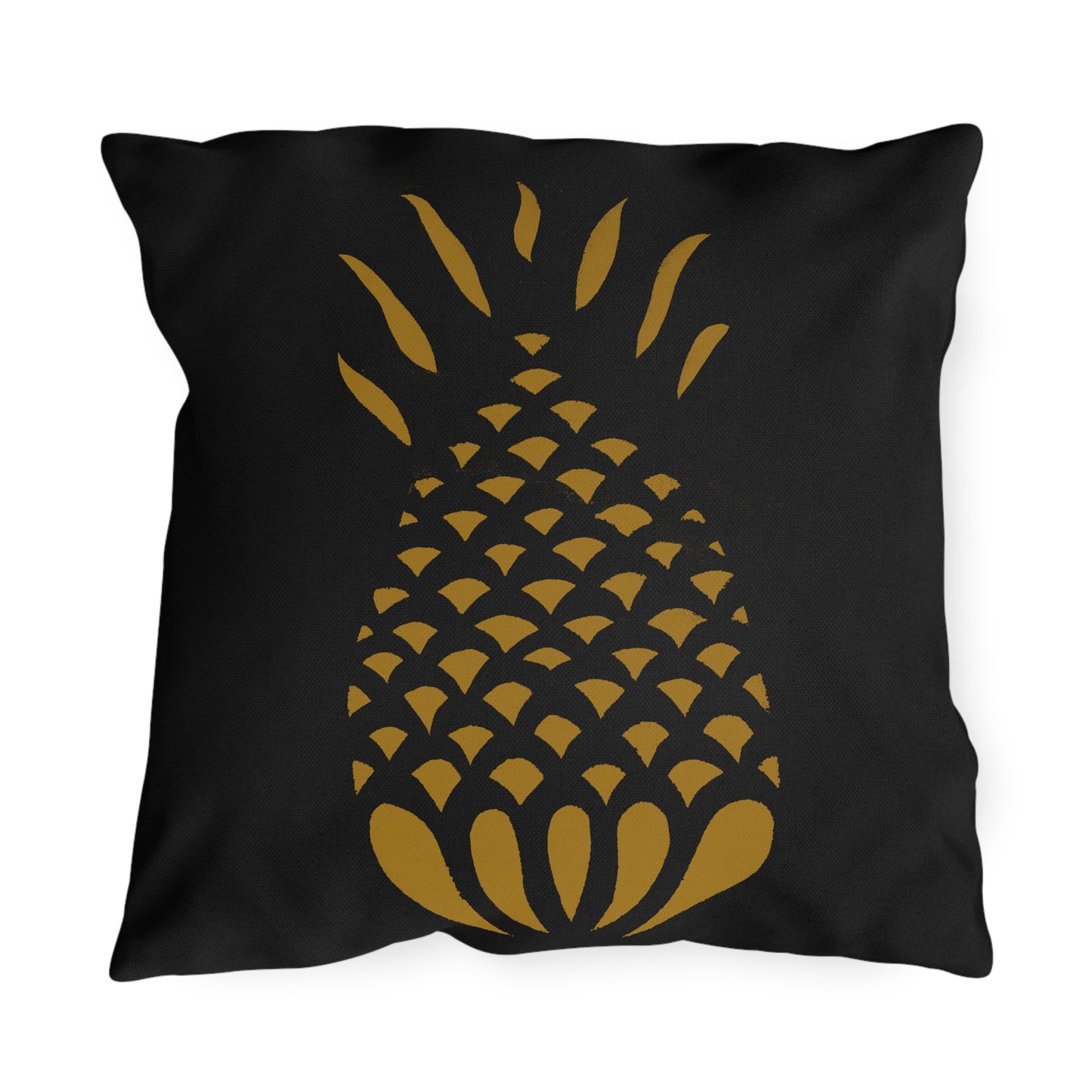 Mustard Pineapple on Black Outdoor Pillows