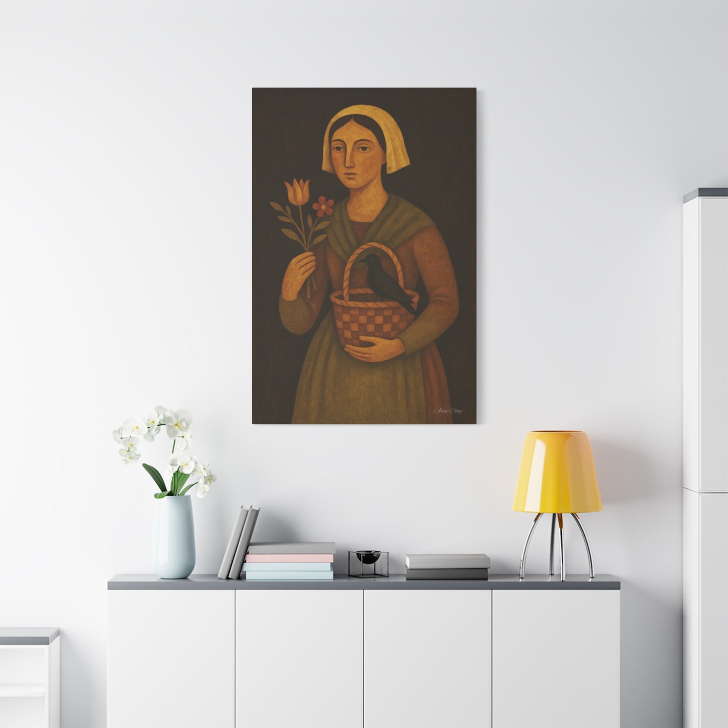 Vintage Woman with Flowers Canvas Art Print, Rustic Home Decor, Wall Art for Candlelit Rooms, Gift for Nature Lovers, Farmhouse Style, [...]