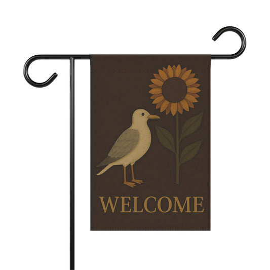 Welcome Garden & House Banner, Decorative Yard Sign, Outdoor Decor, Spring & Summer Decoration, Bird & Sunflower Theme