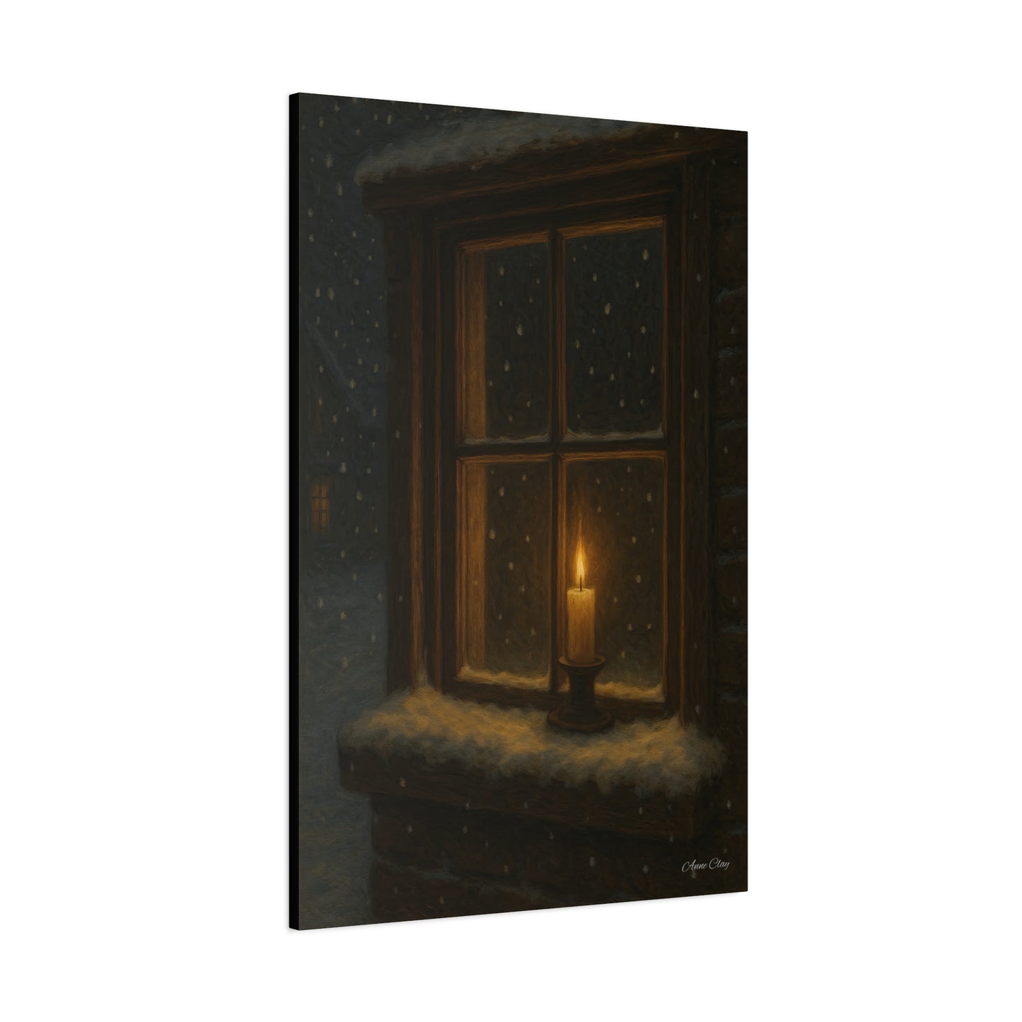 Light in the Darkness Candlelit Winter Scene Canvas Print Christmas, Holiday