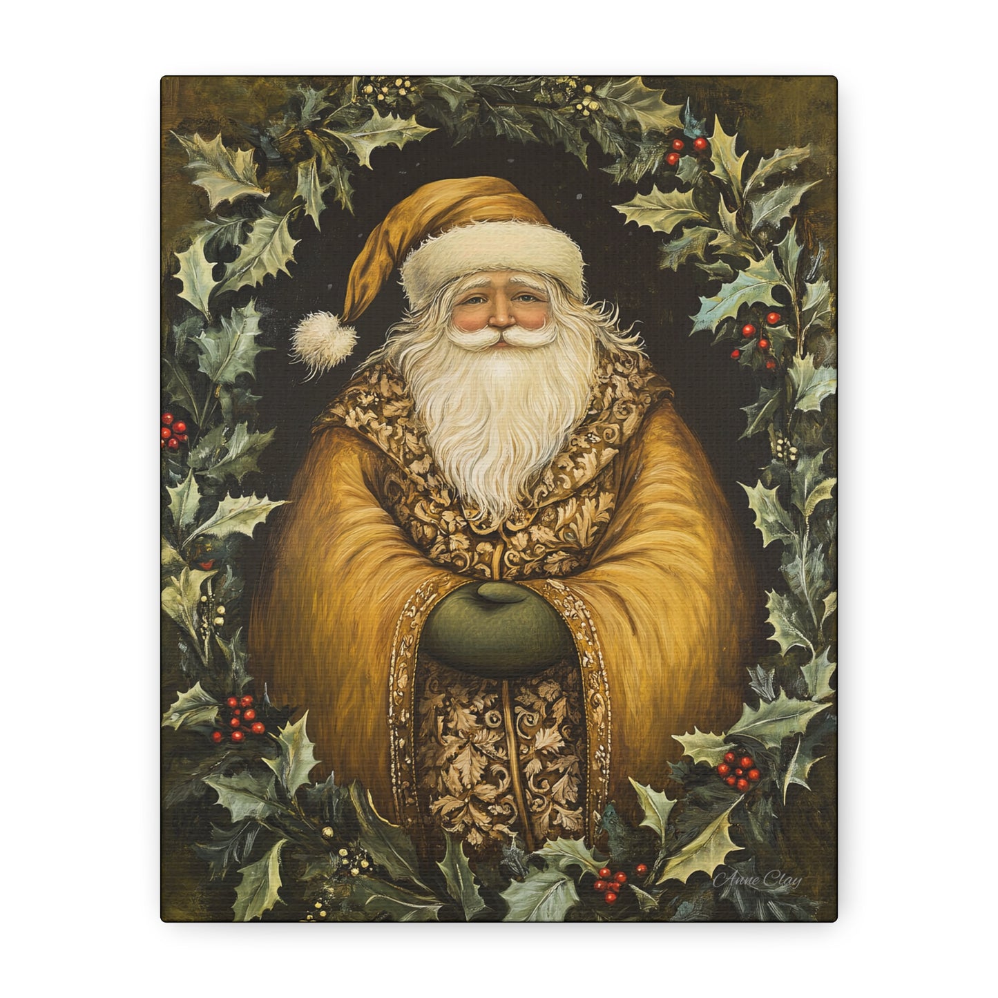 Jolly Gold Santa Matte Canvas, Stretched, 1.25"