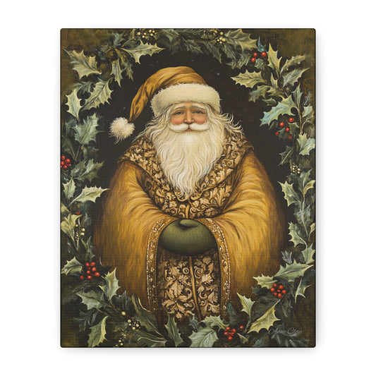 Jolly Gold Santa Matte Canvas, Stretched, 1.25"