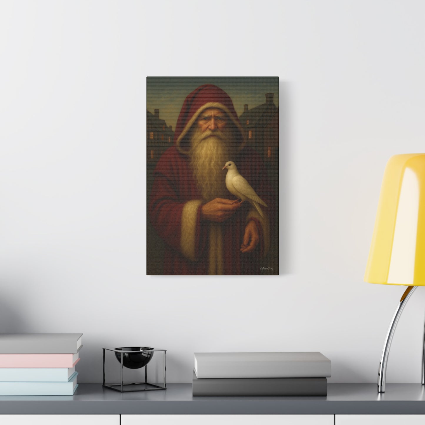 Santa with Dove Canvas Art Print