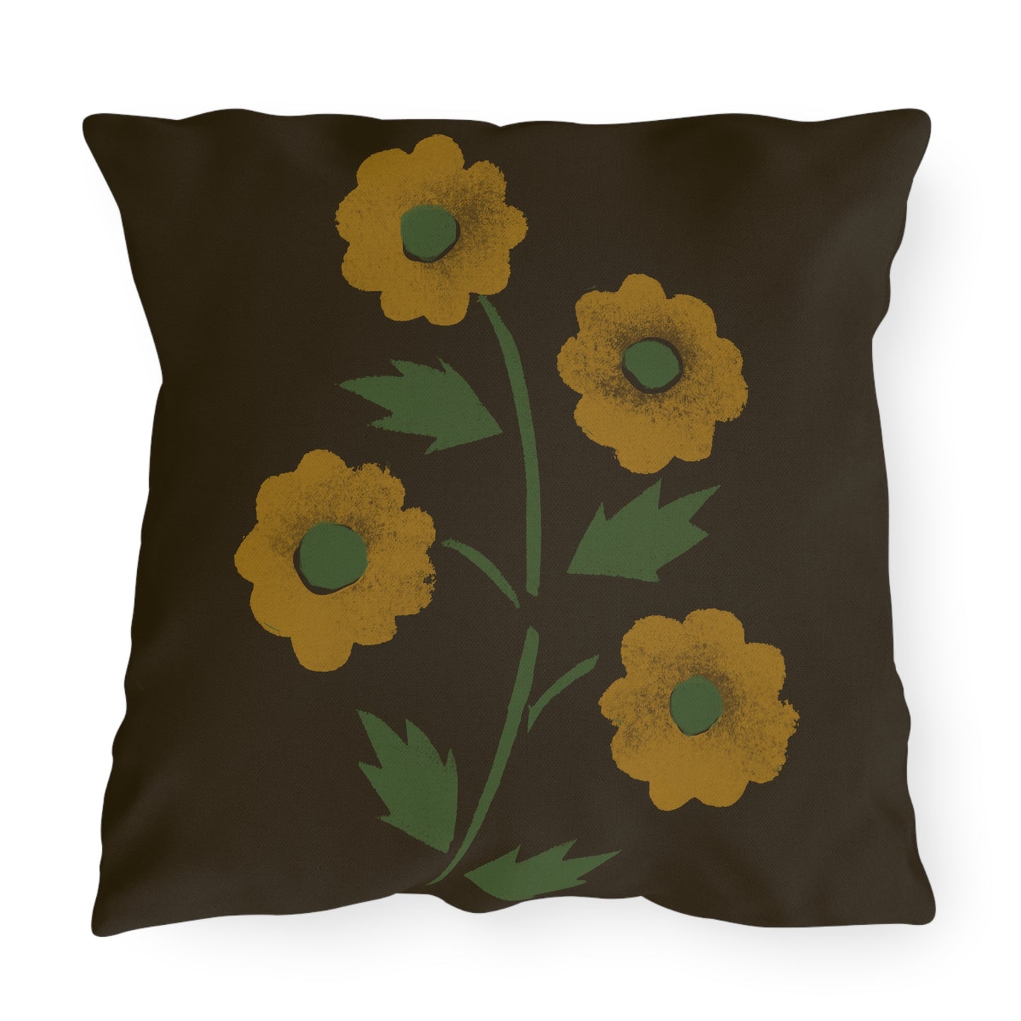 Stencil Flowers on Brown Outdoor Pillows