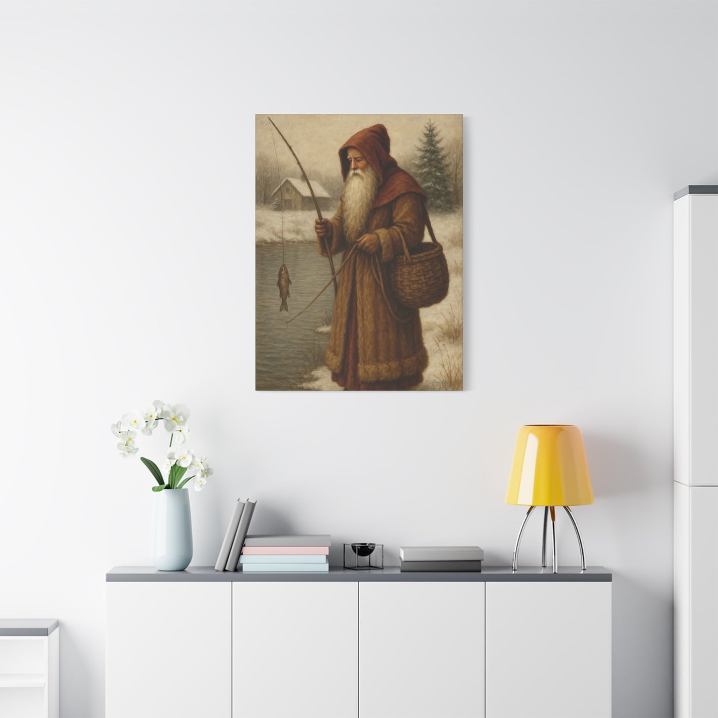 Snowy Fisherman Canvas Print