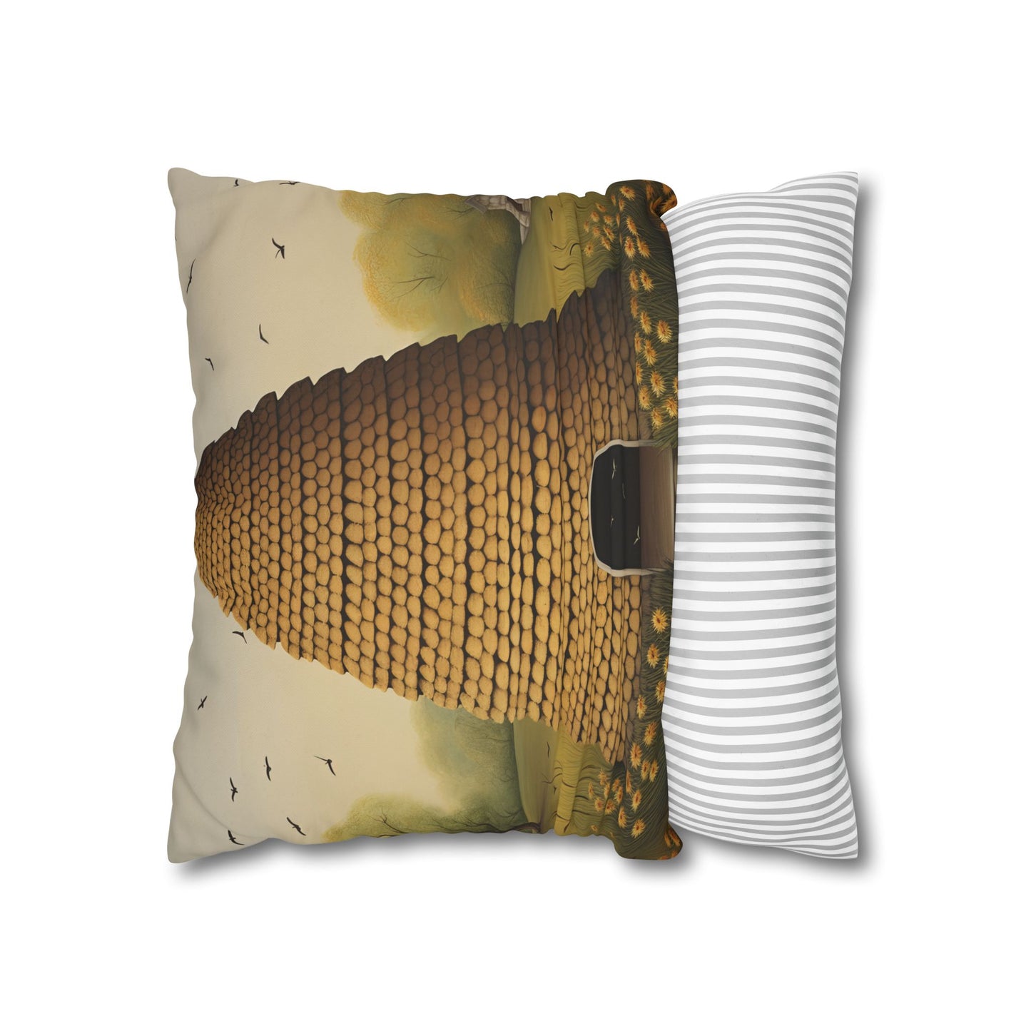 Beehive Art Pillowcase, Cozy Home Decor, Gift for Nature Lovers, Farmhouse Cushions, Eco-Friendly Pillow Cover, Boho Throw Pillow