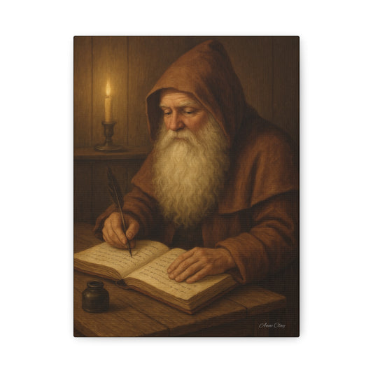 Journaling Old World Santa, Canvas Art, Vintage Decor, Cozy Aesthetic, Ideal for Home, Office, Gift for Writers, Holiday Wall Art