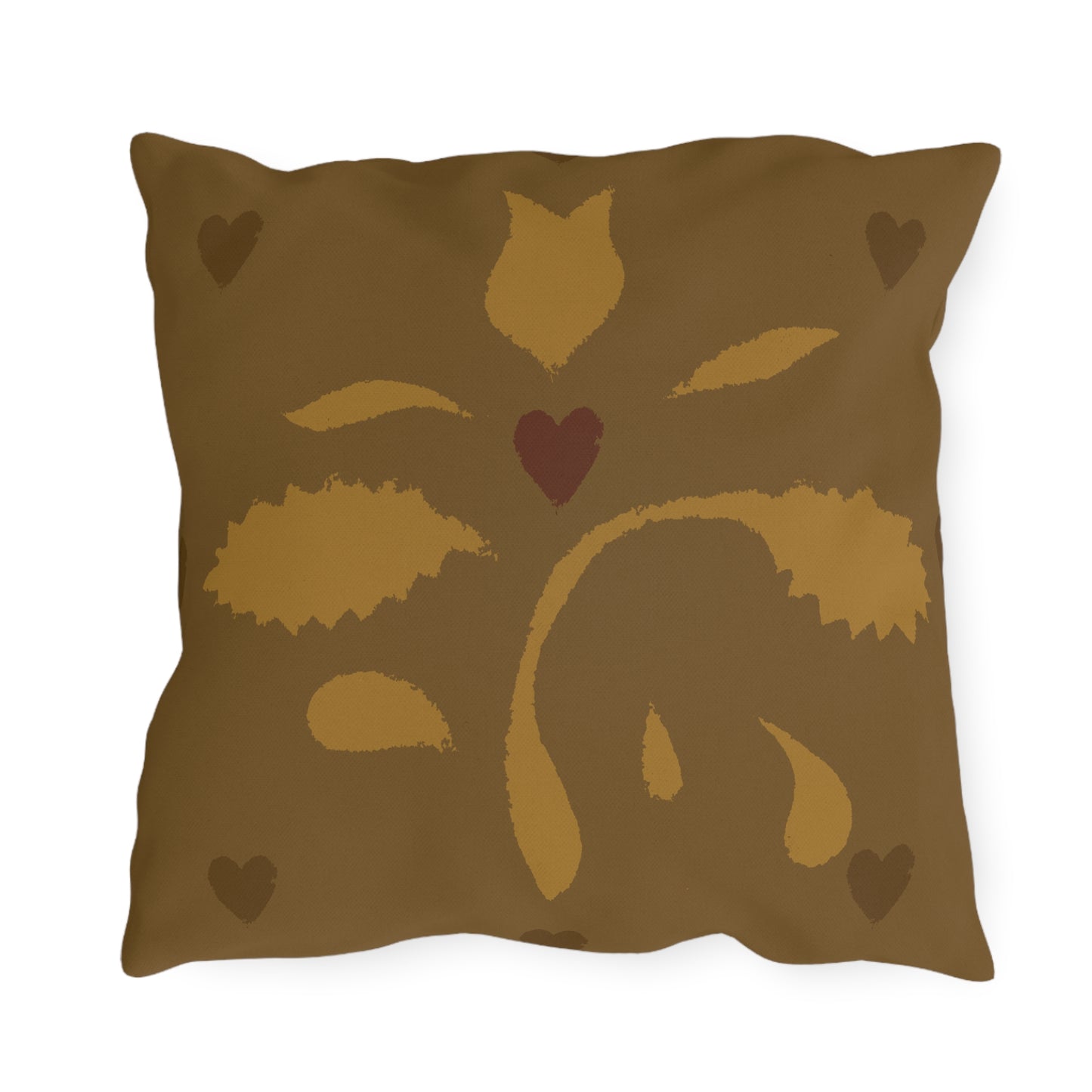 Leaves and Hearts Stencil Outdoor Pillows