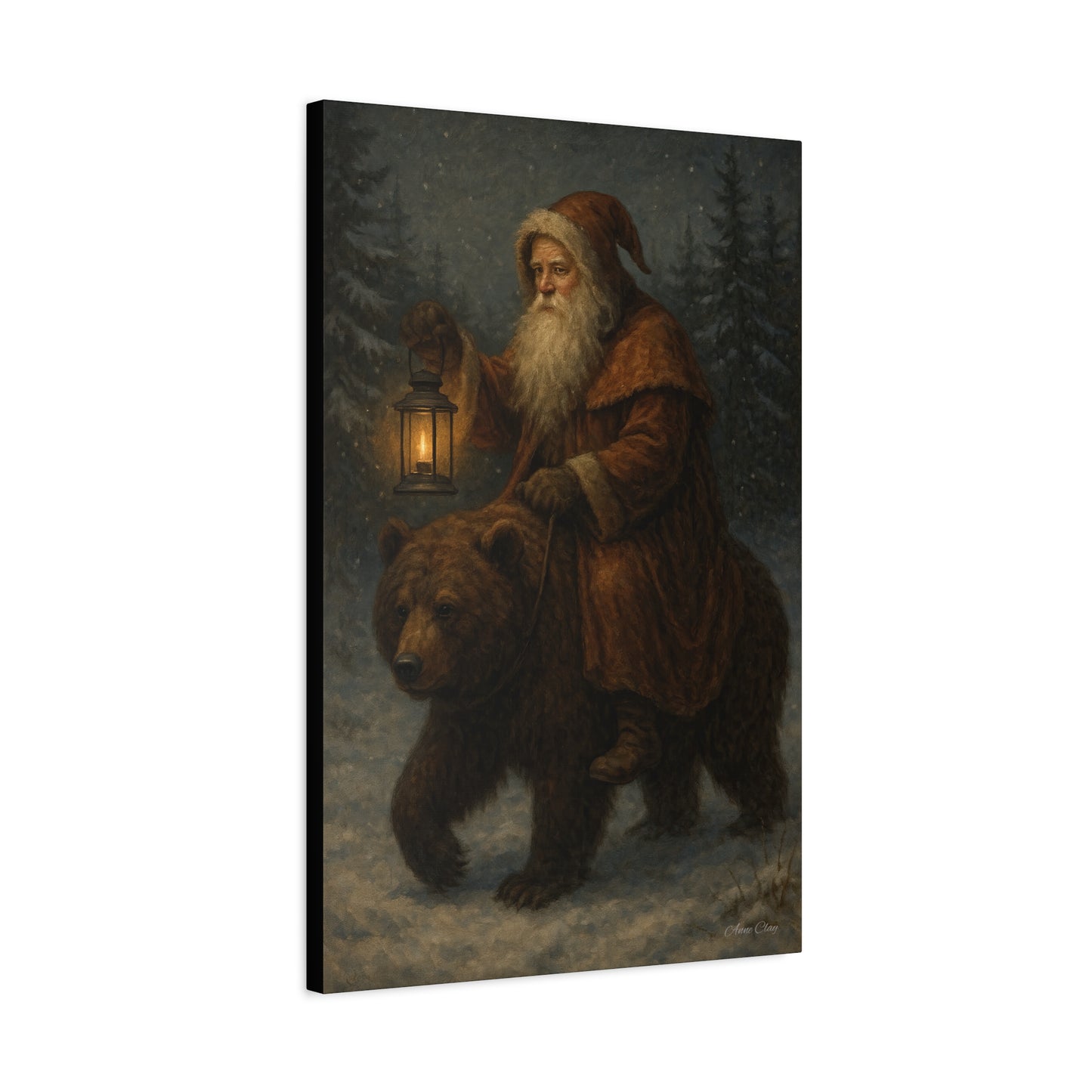 Vintage Santa Bear Canvas Wall Art