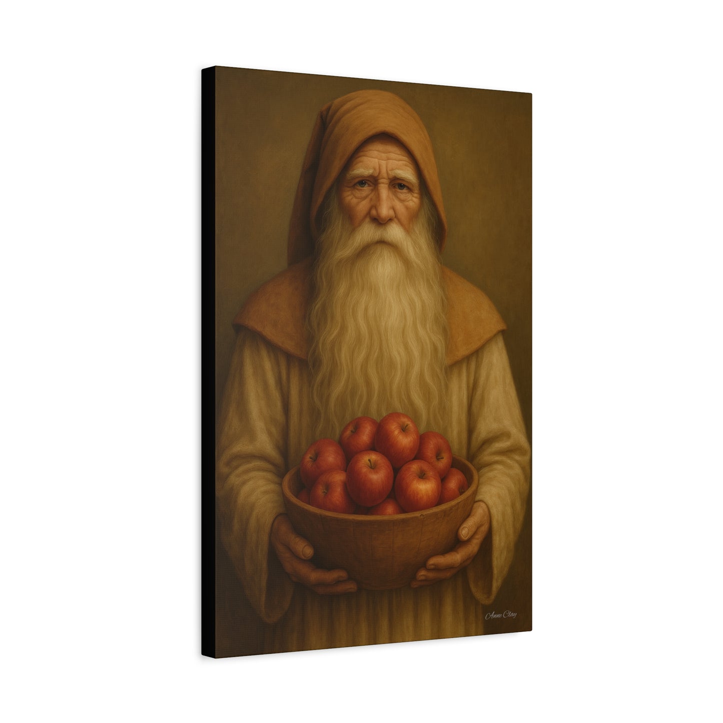 Rustic Canvas Wall Art - Wise Elder with Apples
