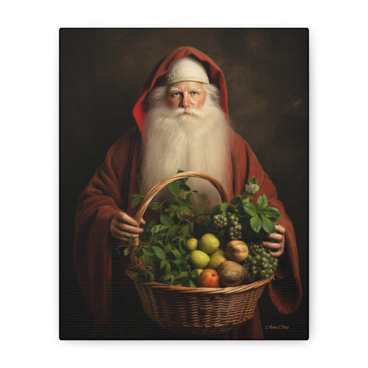 Fruit Basket Santa Matte Canvas, Stretched, 1.25"