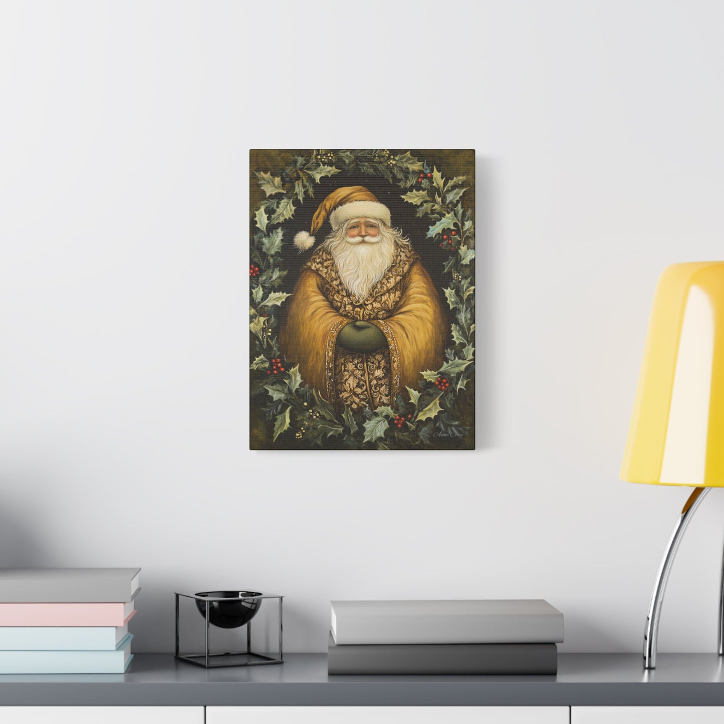Jolly Gold Santa Matte Canvas, Stretched, 1.25"
