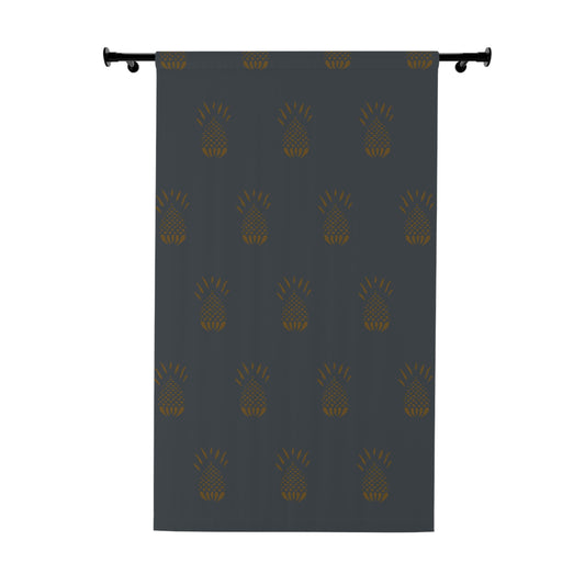 Mustard on Blue Pineapple Window Curtains (1 Piece)