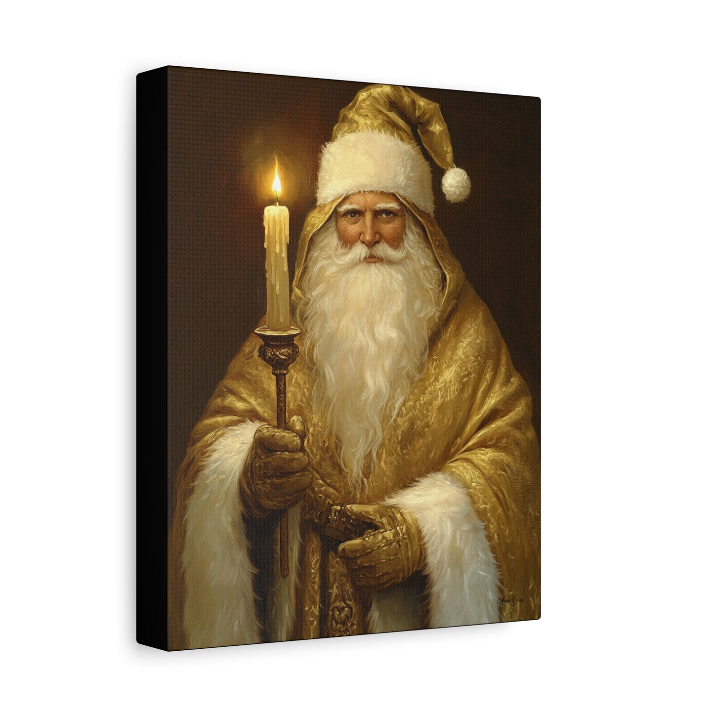 Golden Glow Santa Matte Canvas, Stretched, 1.25"