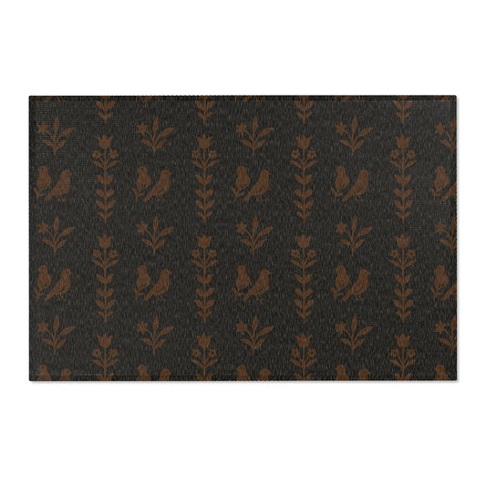 Elegant Floral Area Rug | Black & Brown Design, Home Decor, Living Room Mat, Cozy Atmosphere, Gift for Any Occasion