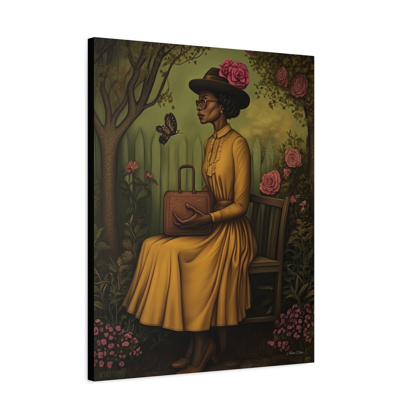 Elegant Canvas Wall Art, Vintage Woman Decor, Home Decoration, Gift for Mother’s Day, Floral Canvas Print, Art for Living Room