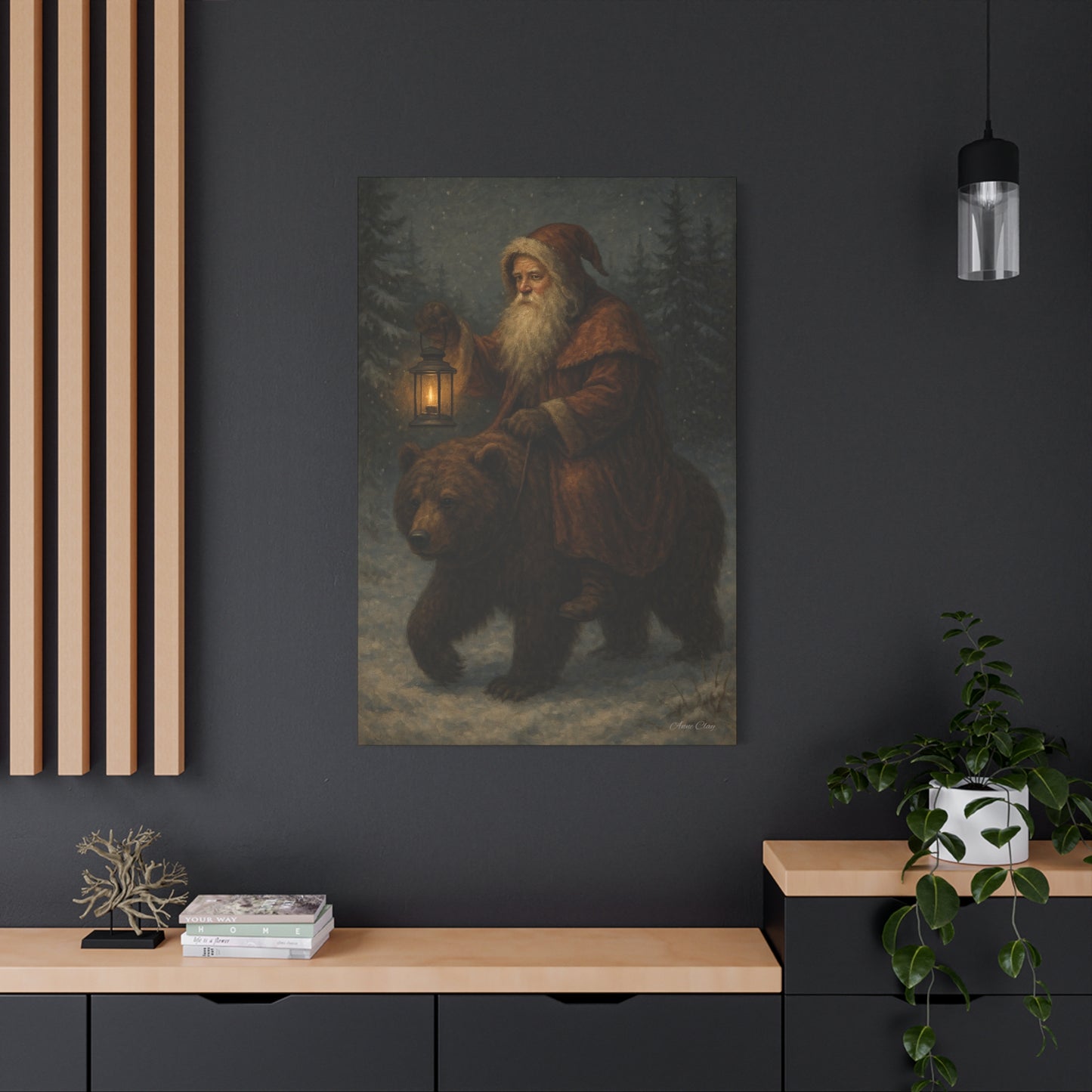 Vintage Santa Bear Canvas Wall Art
