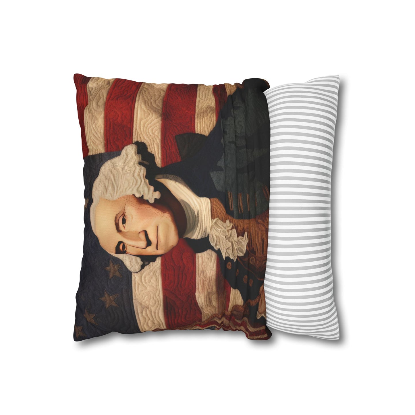 Faux Quilted George Washington Square Poly Canvas Pillowcase