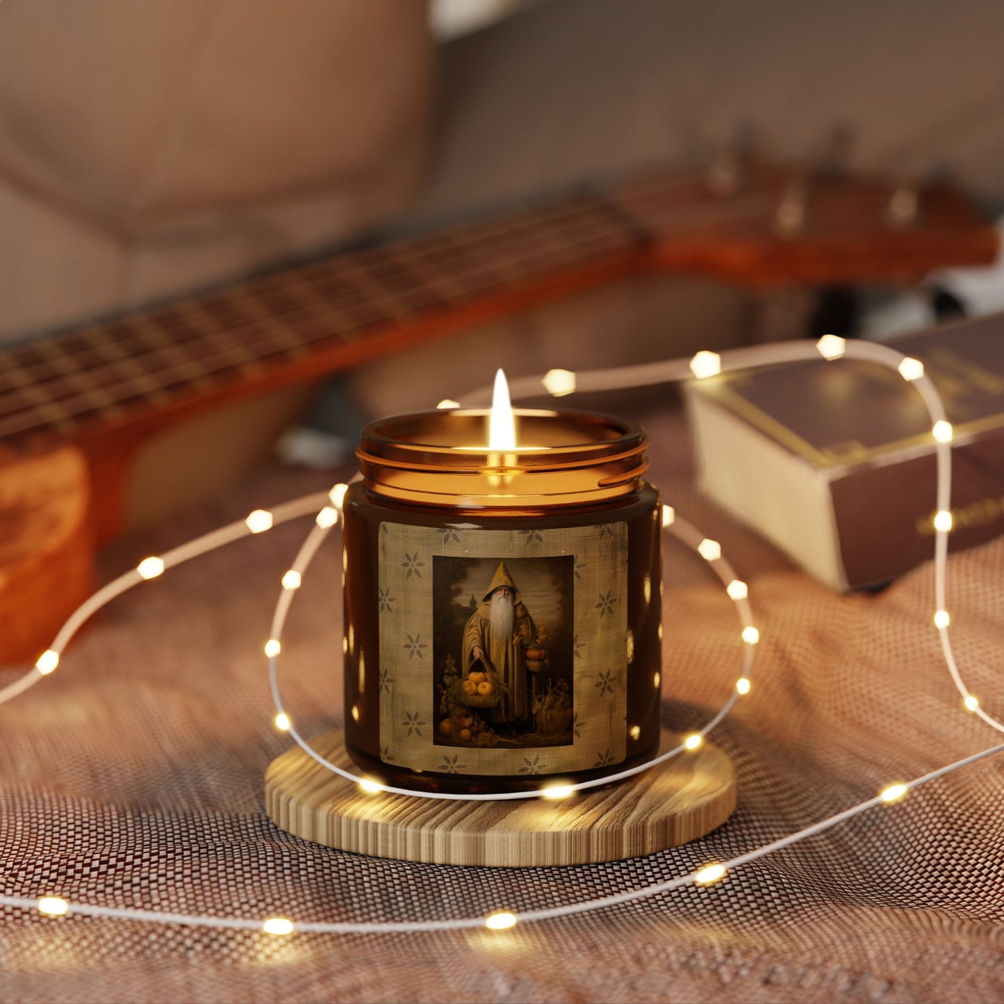 Pumpkin Santa Scented Soy Candle (Multi-Size, Amber Jar)