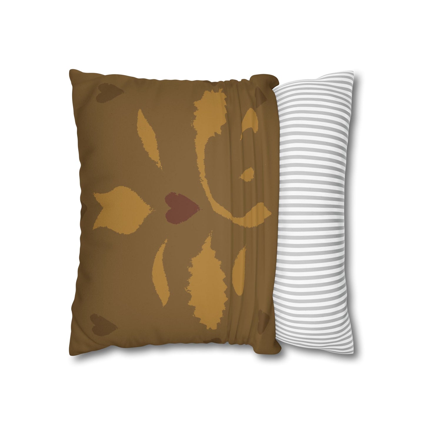Leaves and Hearts Stencil Faux Suede Square Pillowcase
