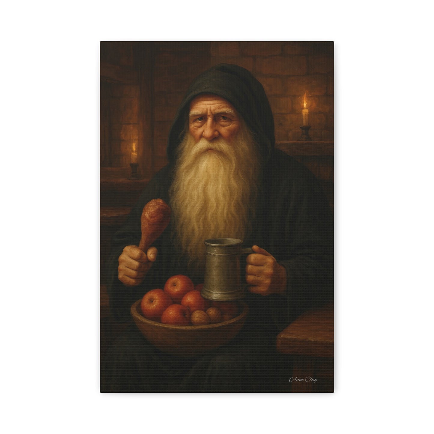 Rustic Canvas Wall Art: Wise Man with Feast