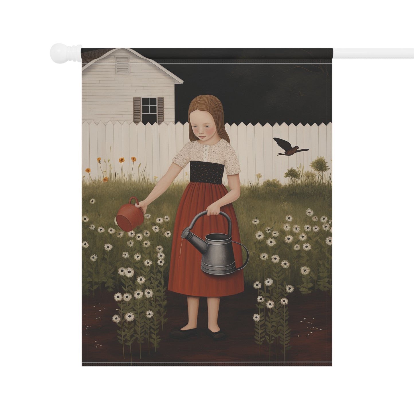 Watering Flowers Garden & House Banner