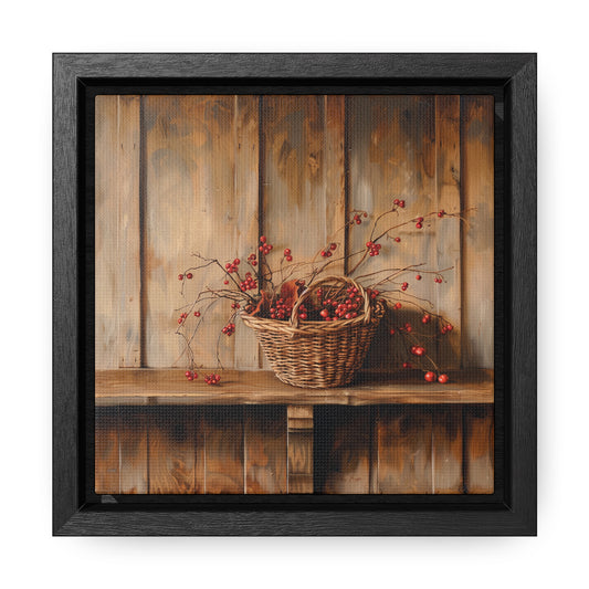 Basket of Bittersweet Gallery Canvas Wraps, Square Frame