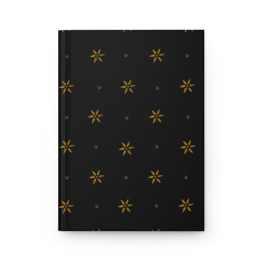 Mustard Petals on Black Stencil Hardcover Journal Matte