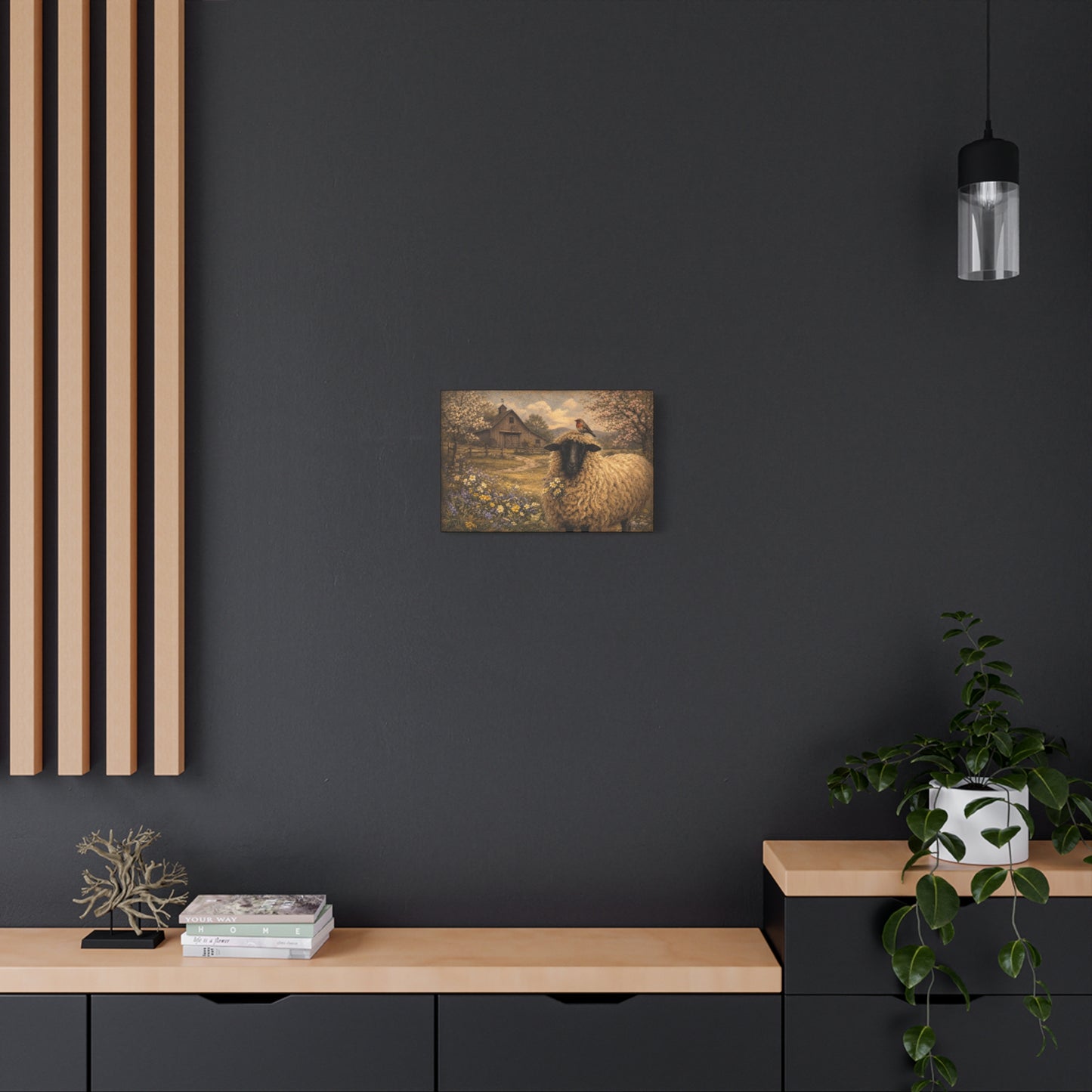 Sheep in Spring Matte Canvas Wall Art — Rustic Barn & Robin Farmhouse Decor