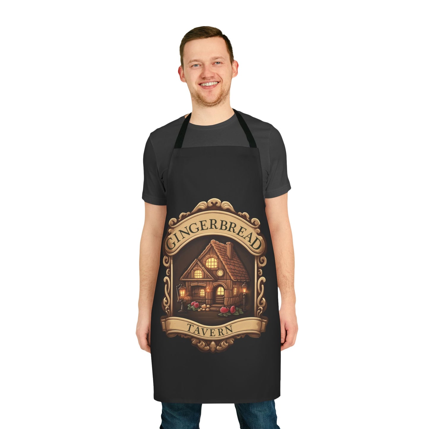 Gingerbread Tavern Apron with 5-Color Straps - Perfect for Holiday Baking