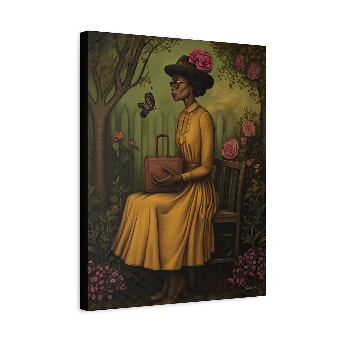 Elegant Canvas Wall Art, Vintage Woman Decor, Home Decoration, Gift for Mother’s Day, Floral Canvas Print, Art for Living Room